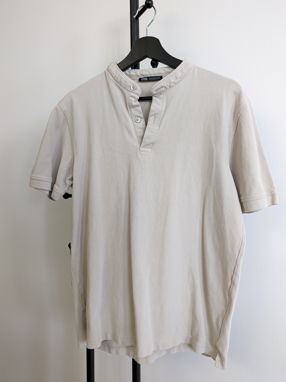 Zara Short-Sleeve Henley in Cream
